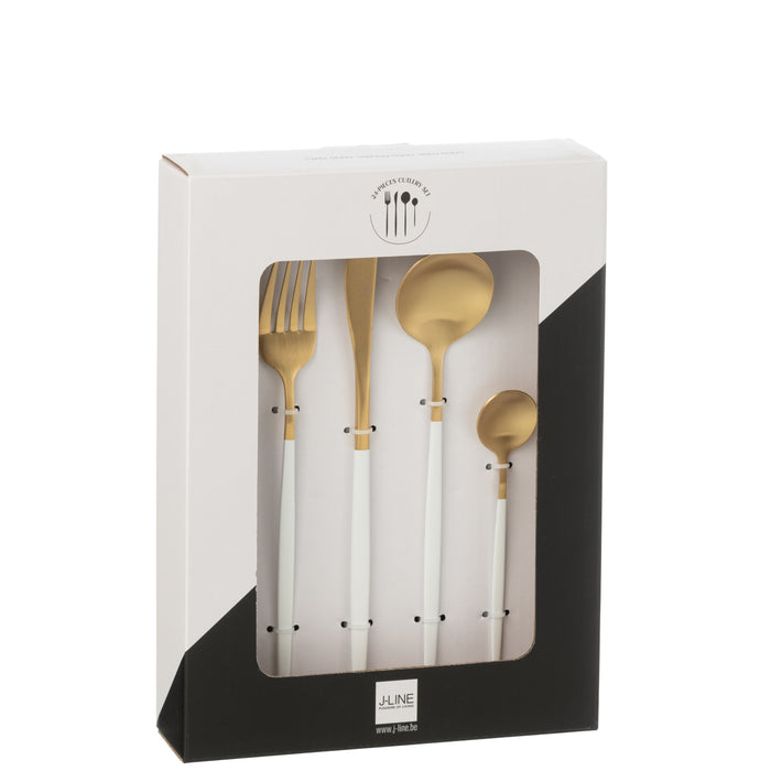 J-Line bestek - roestvrij staal - goud|wit - box van 24 stuk