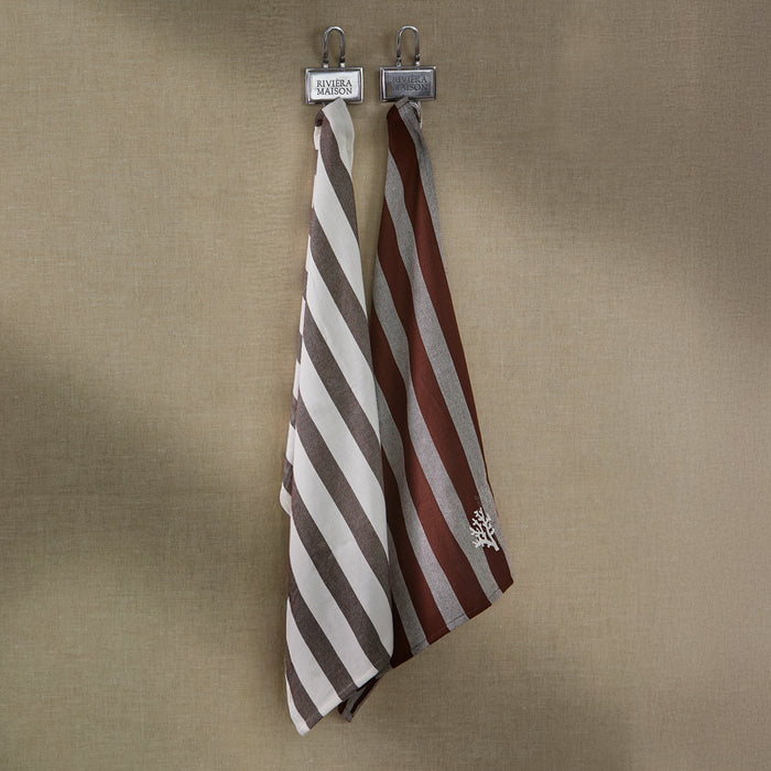 Riviera Maison Theedoeken Bruin - Coral Cove Keukenhanddoek - Katoen