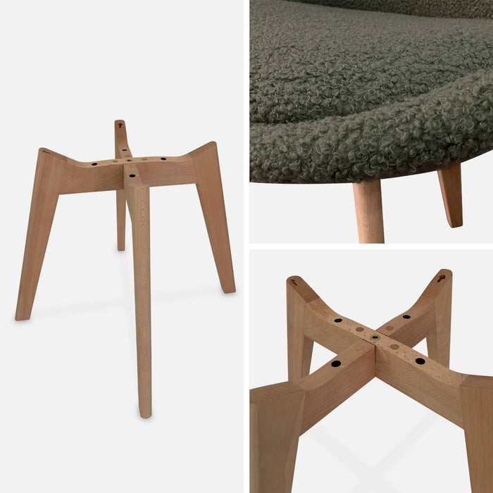 sweeek - Scandinavische boucléstoel met houten poten (set van 4)