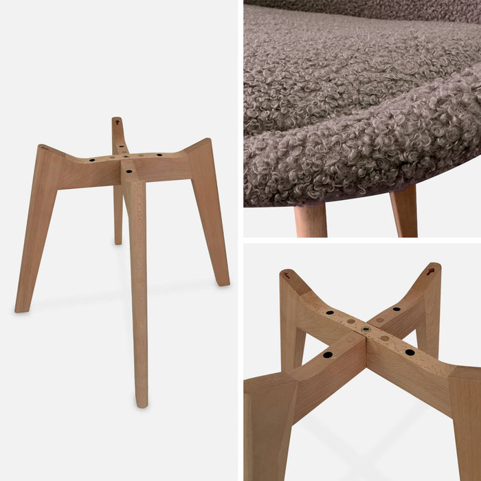 sweeek - Scandinavische boucléstoel met houten poten (set van 4)