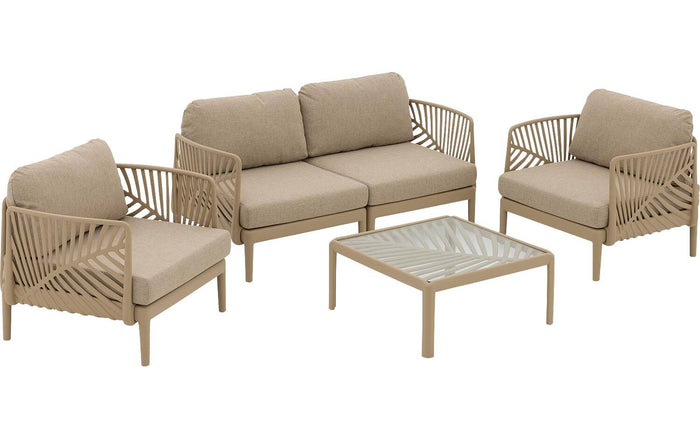 Goossens Loungeset Fazal, Bank met 2 fauteuils en tafel