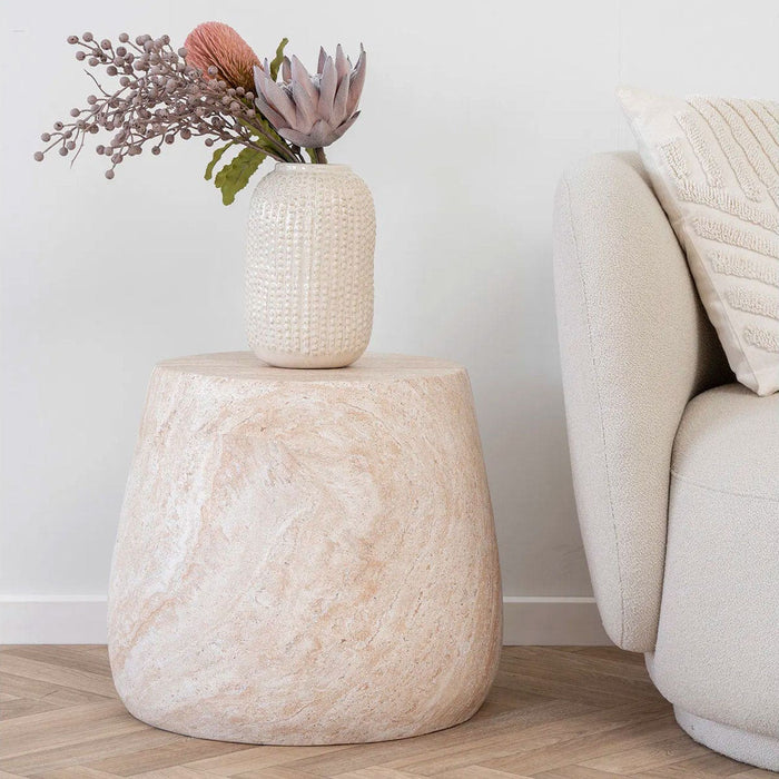 Artichok Dorus Ronde Bijzettafel - Beige - Ø 47.5 x 41 cm