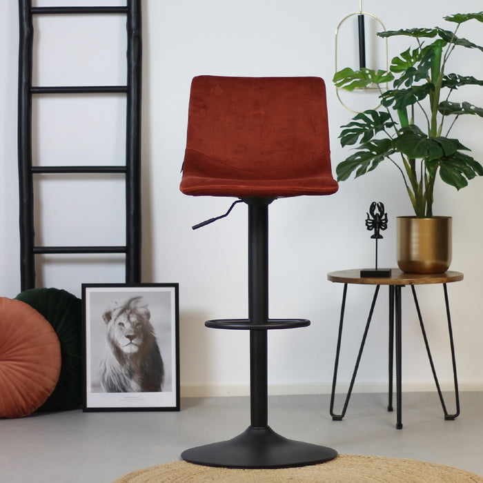 Bronx71 Velvet barkruk Frenkie koper 59-76 cm - Barkrukken set van 4