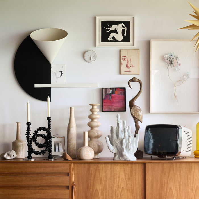 POLSPOTTEN Beads Kandelaar H 38 cm - Zwart