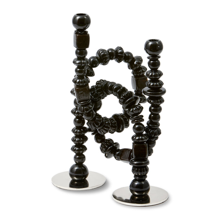 POLSPOTTEN Beads Kandelaar H 38 cm - Zwart