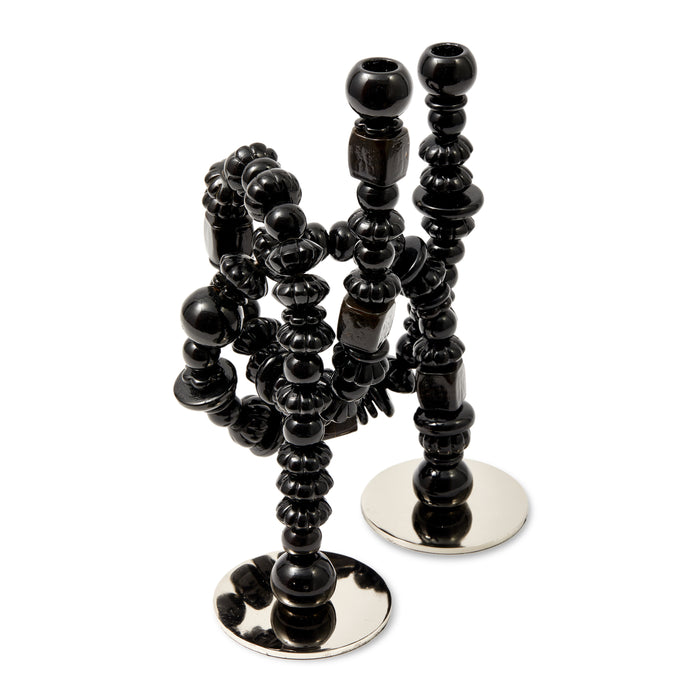 POLSPOTTEN Beads Kandelaar H 38 cm - Zwart