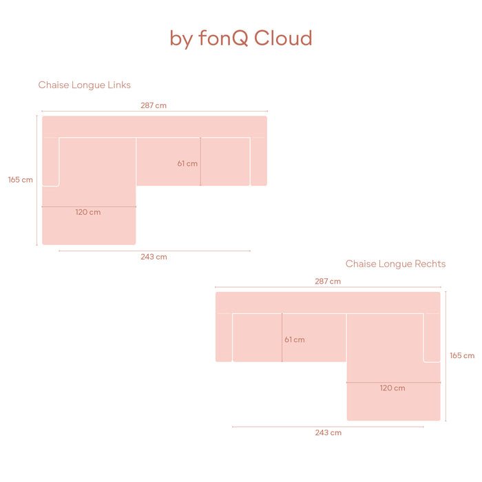 by fonQ Cloud Hoekbank met Chaise Longue Rechts - Terra