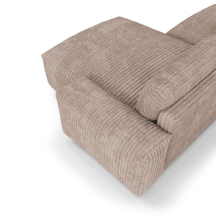 XXL taupe corduroy rechter hoekbank 220cm