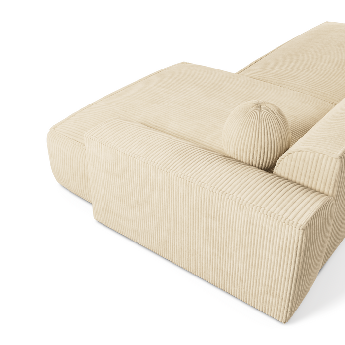 Crème ribfluweel rechter hoekbank 260cm