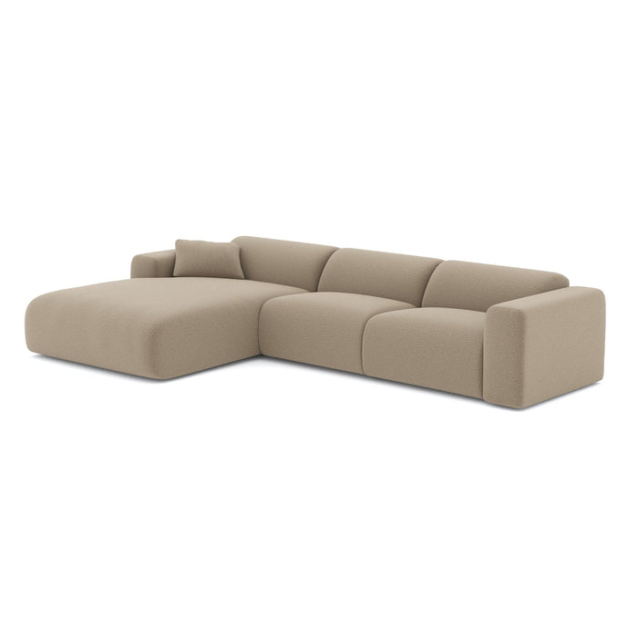 Bank groot links hoekstof bouclette taupe 280cm