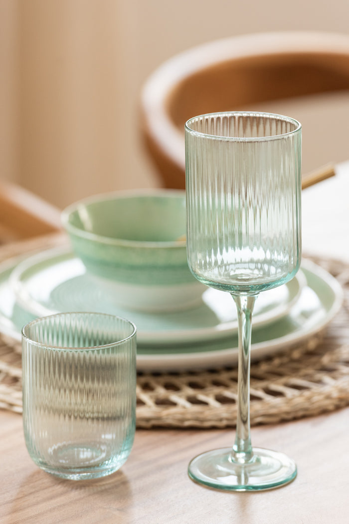 J-Line glas Kyle - glas - transparant|groen - 6 stuks