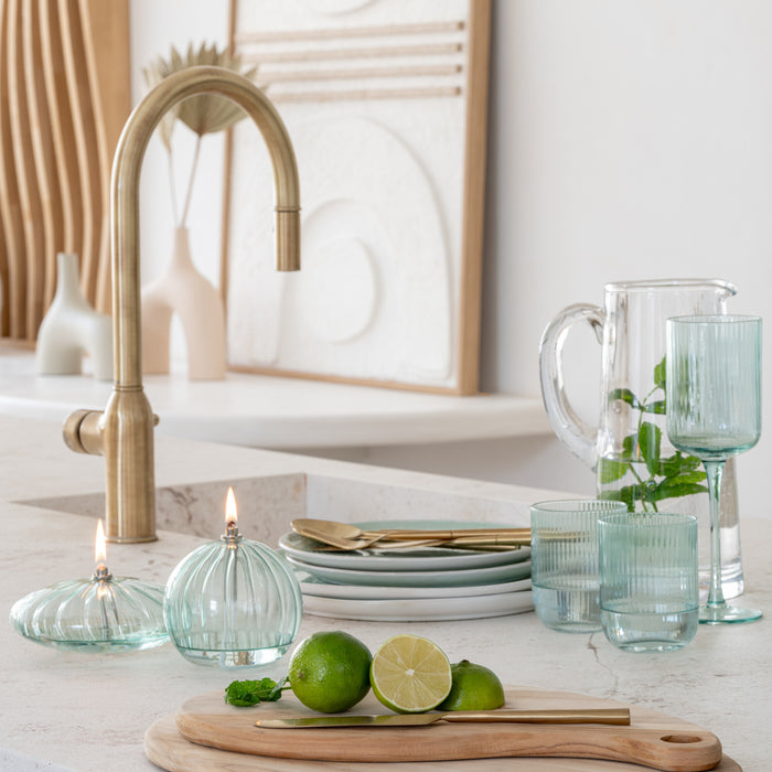 J-Line glas Kyle - glas  - transparant|groen - 6 stuks