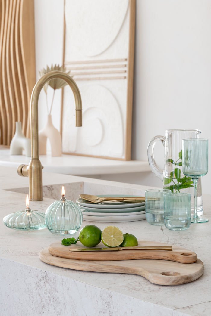 J-Line glas Kyle - glas - transparant|groen - 6 stuks