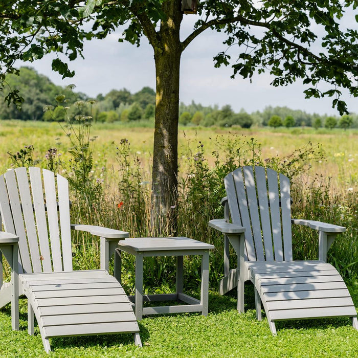 Adirondack tuinstoel met voetenbankje grijs