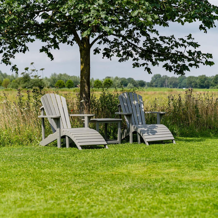 Adirondack tuinstoel met voetenbankje grijs