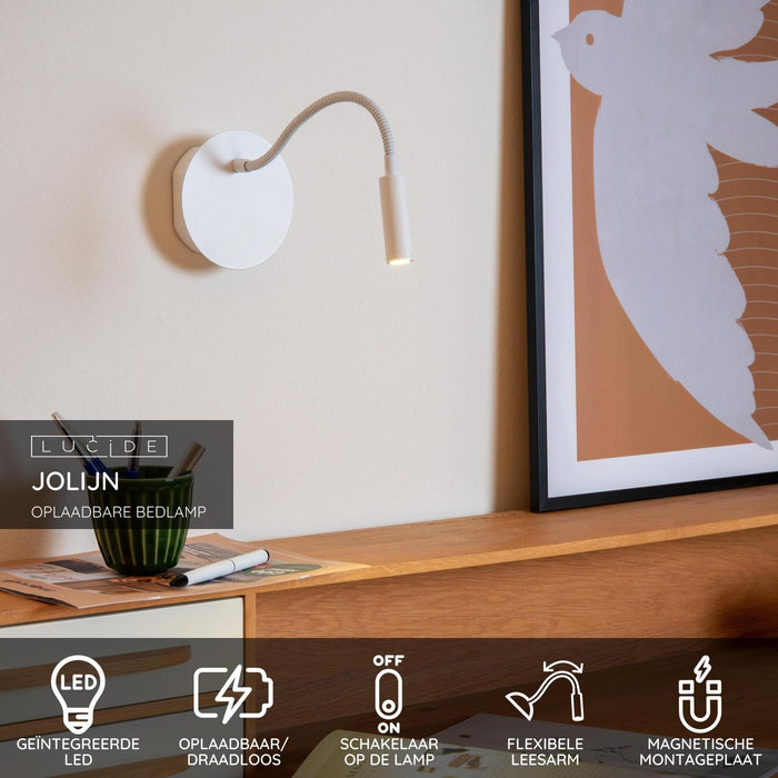 Lucide JOLIJN Bedlamp - Wit