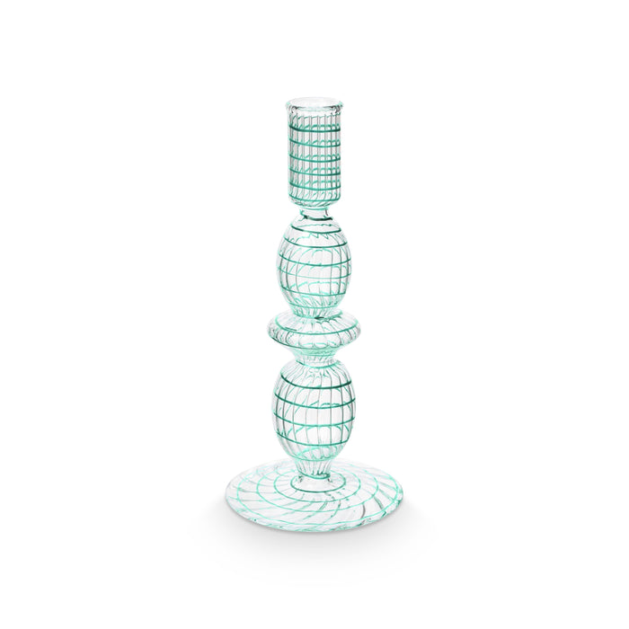 Pip Studio - Kandelaar - Licht Blauw - Glas Swirl - 20cm