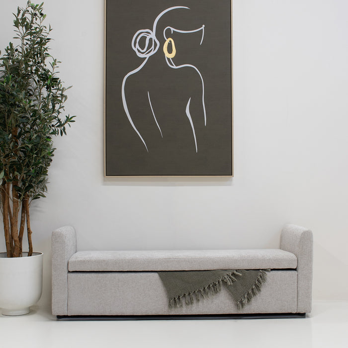 Giga Meubel - Opbergbank Stof Beige - 151x45x50cm - Calvin