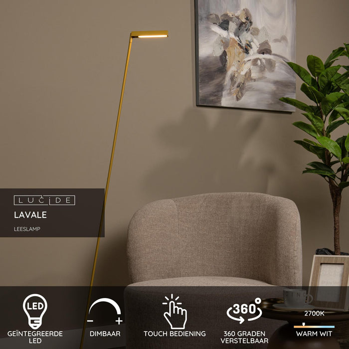 Lucide LAVALE Leeslamp - Okergeel
