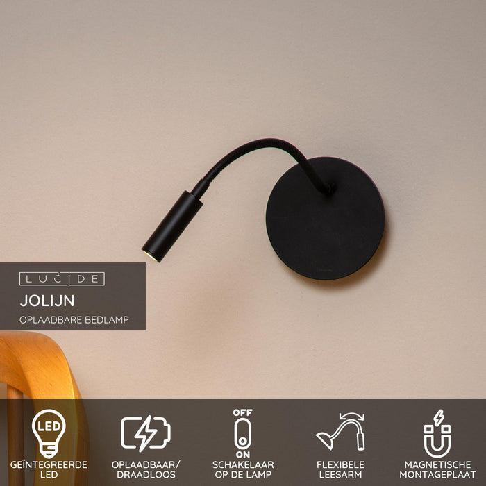 Lucide JOLIJN Bedlamp - Zwart