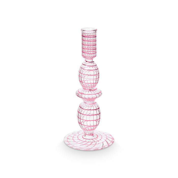 Pip Studio - Kandelaar - Woonaccessoires - Roze - Glas Swirl - 20cm