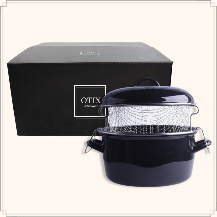 OTIX Frituurpan Zwart Inductie Emaille Friteuse Frietpan diameter 2...