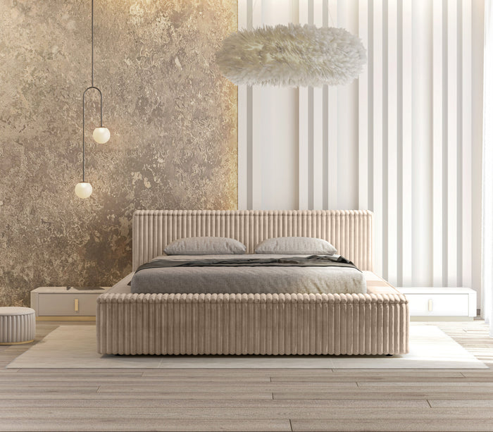 Trae Mobler Melody 140 x 200 cm Gestoffeerd Bed Beige