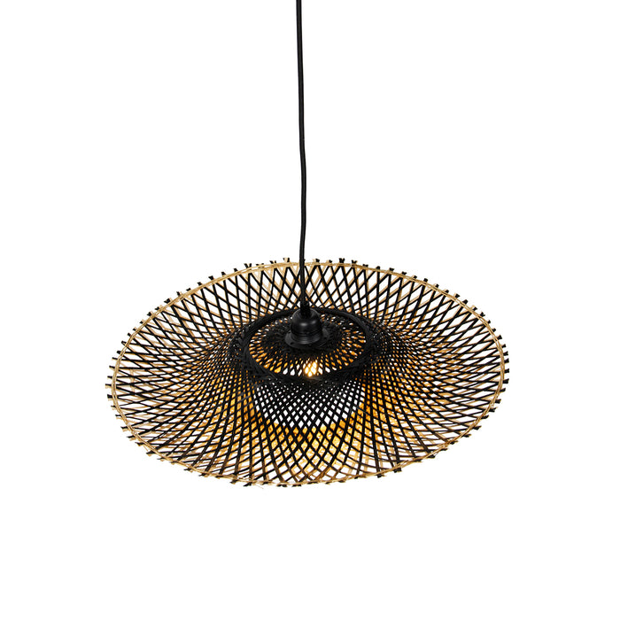 QAZQA Oosterse hanglamp zwart met bamboe 50cm - Rina