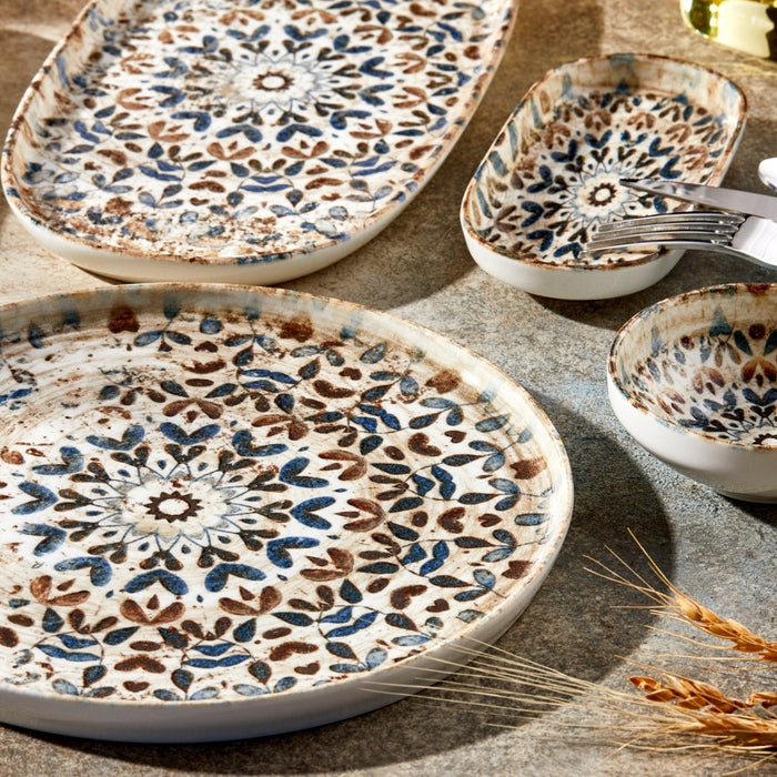 Rinart Serveerschaal - Aztec - Porselein - 35x18 cm - set van 2