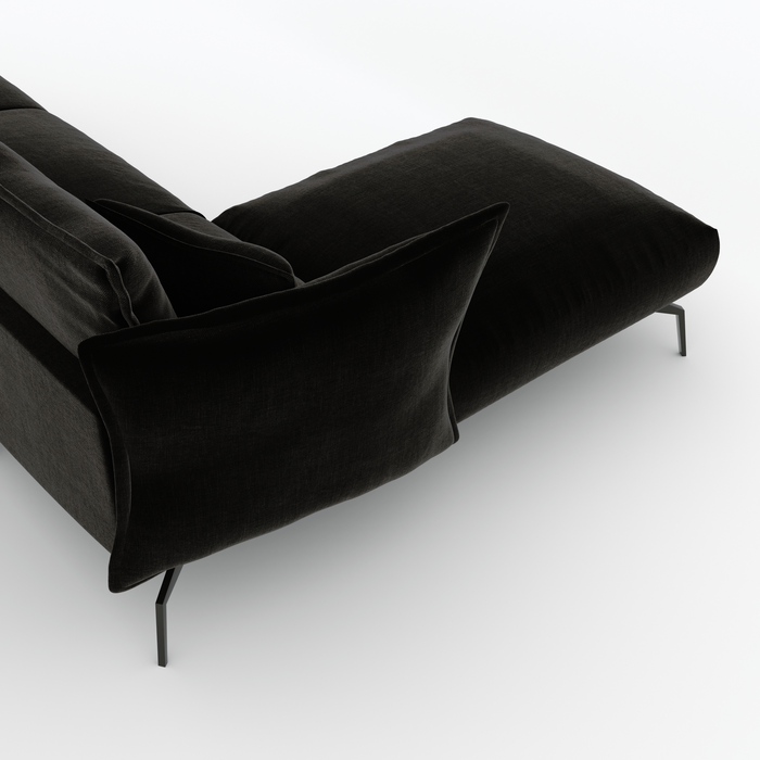 Linker hoekbank fluweel Zwart