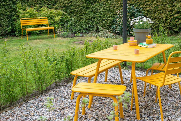 Metalen tuinbank Max 120 cm okergeel
