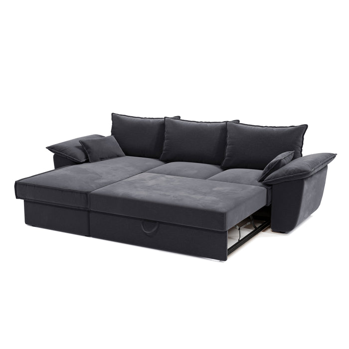 Hoekbanken links SASHA 4 personen Fluweel Grafiet grijs