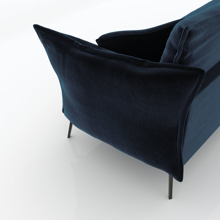 Pauwblauw fluwelen 4-zitsbank