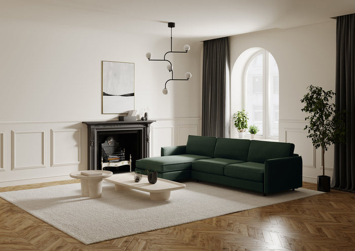 Slaapbank linkerhoek matras weefstof olijfgroen 140cm