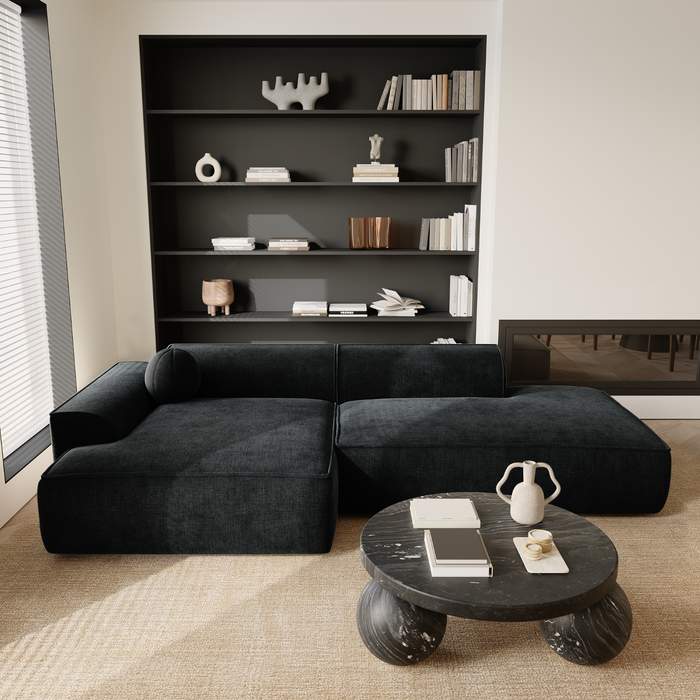 Hoekbanken links ANIA 4 personen Fluweel Donker antraciet