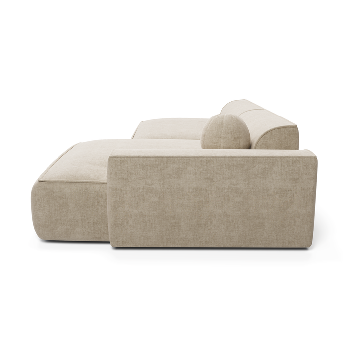 Rechterhoekbank in crèmekleurig fluweel, 300 cm