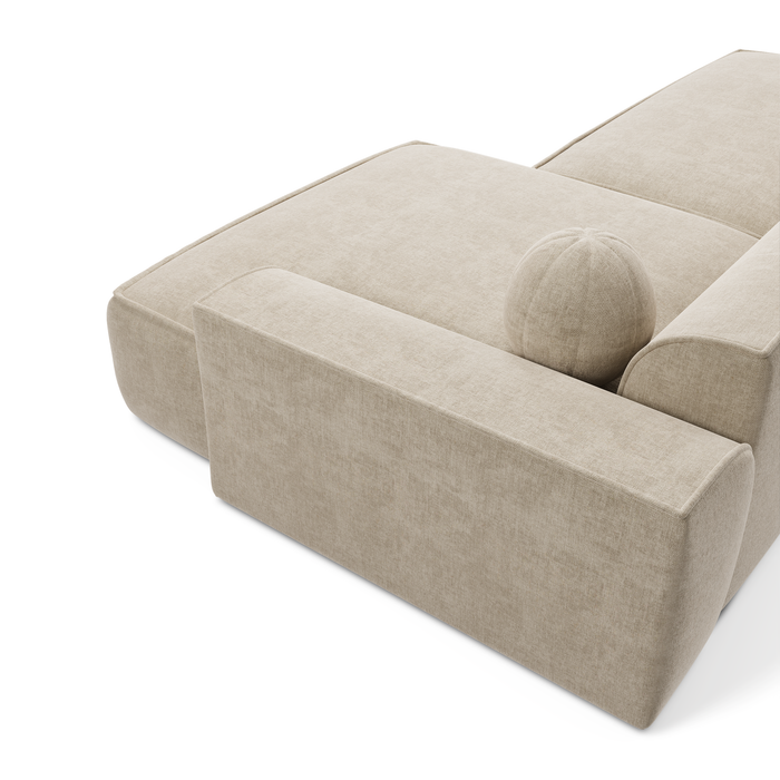 Rechterhoekbank in crèmekleurig fluweel, 300 cm