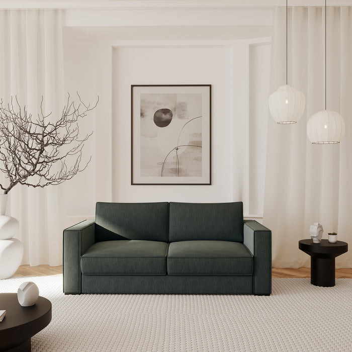 Slaapbank met matras in olijfgroen weefsel 140cm