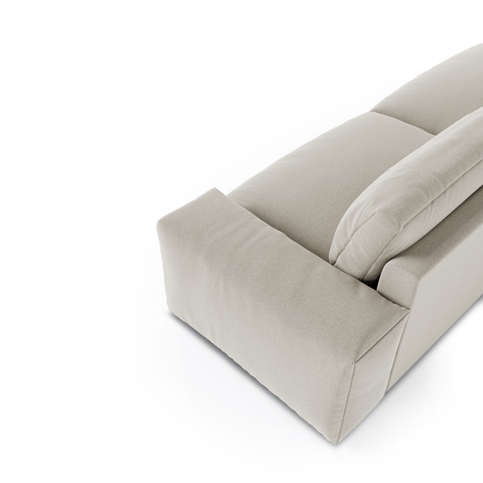 3-zitsbank in zachte, beige geweven stof, 220 cm