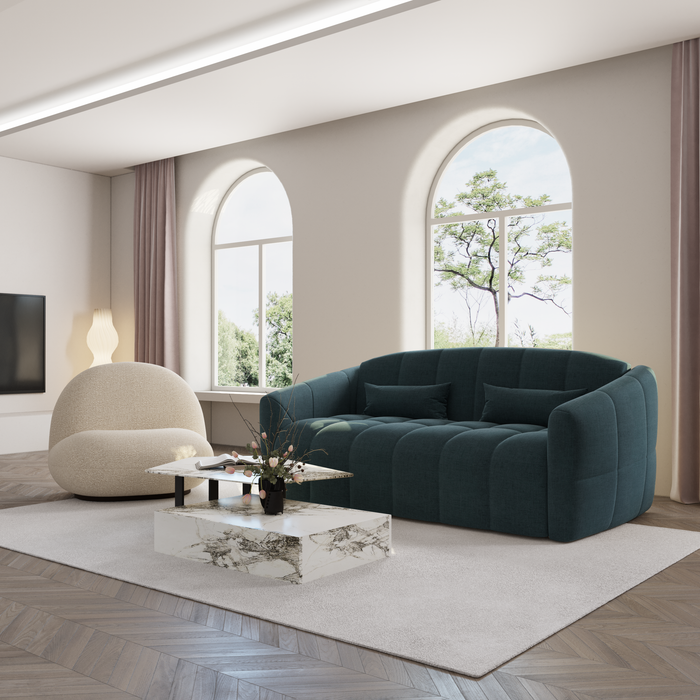 Dunlopillo Express slaapbank in pauwblauw fluweel, 140 cm