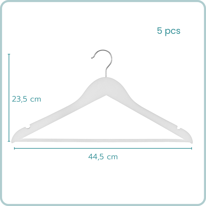 Nordix Kledinghangers Set 5 stuks Wit Hout Kleerhangers