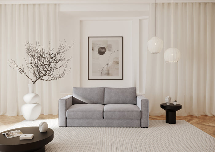 Slaapbank met lichtgrijs fluwelen matras 160cm