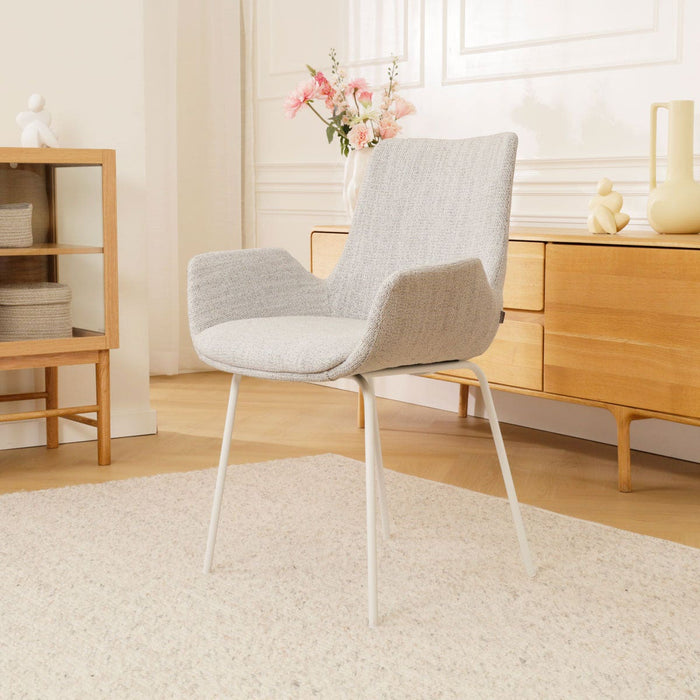Nolon Nora-Eef Eetkamerstoel Beige Gemêleerd - met Armleuning - Wit