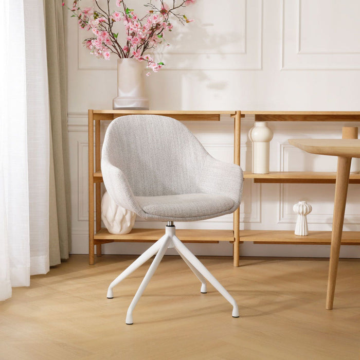 Nolon Nola-Mae Eetkamerstoel Beige Gemêleerd - Draaibaar Wit Onderstel