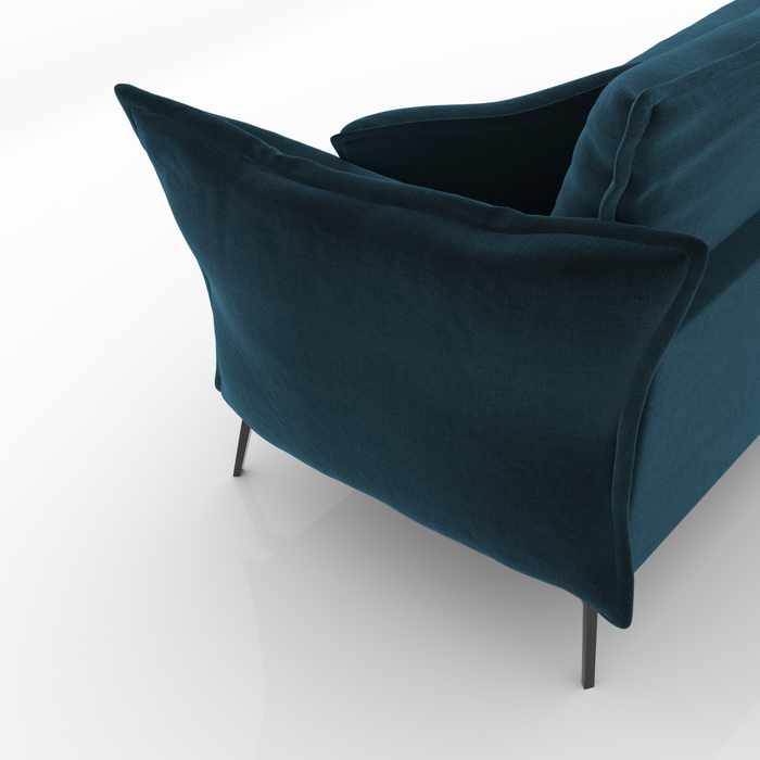 Pauwblauw fluwelen 3-zitsbank