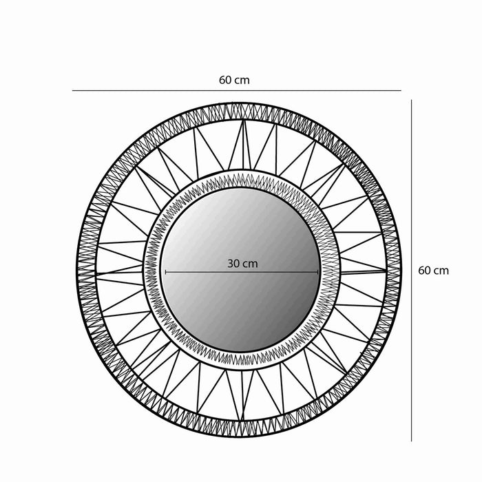 Mica Decorations Ludy Wandspiegel - H5 x Ø60 cm - Jute - Lichtbruin
