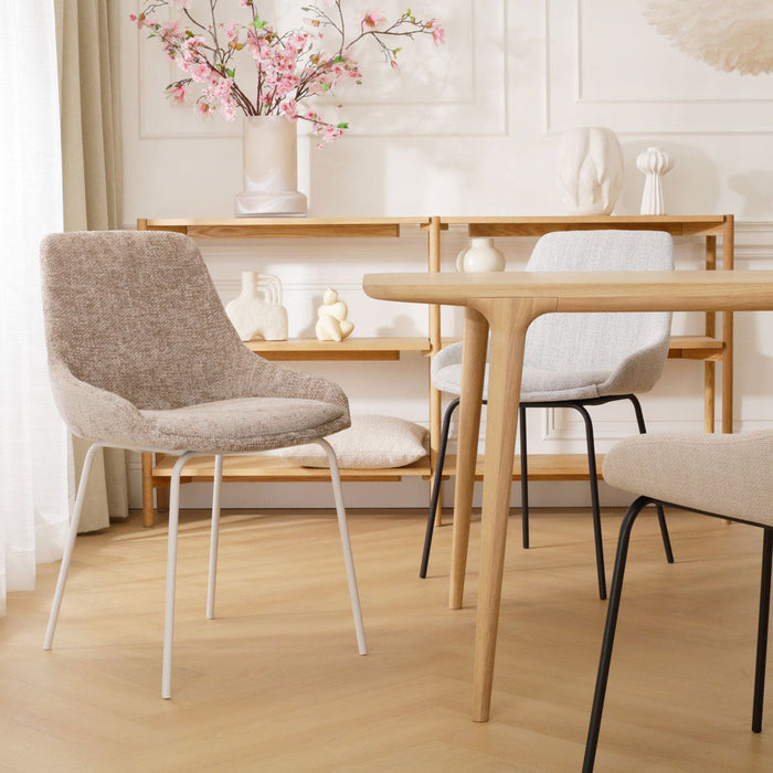 Nolon Nora-Isa Eetkamerstoel Bruin - Stof - Wit Onderstel