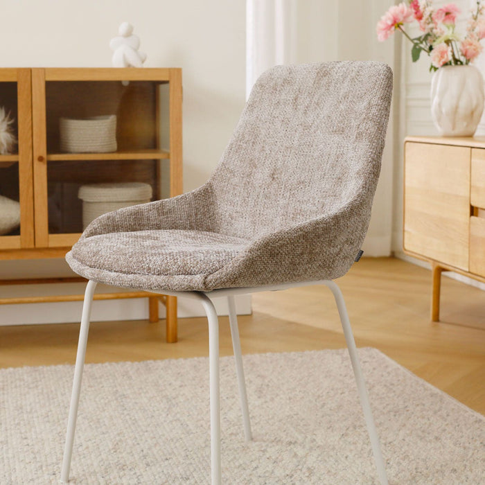 Nolon Nora-Isa Eetkamerstoel Bruin - Stof - Wit Onderstel