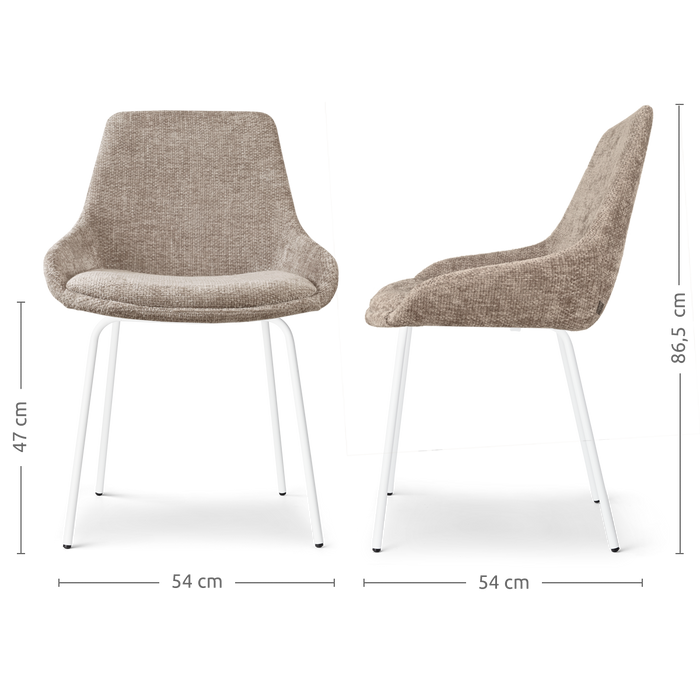 Nolon Nora-Isa Eetkamerstoel Bruin - Stof - Wit Onderstel