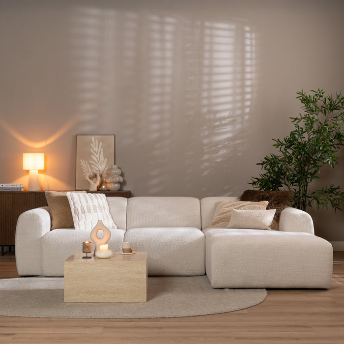 Bronx71 Hoekbank Maine bouclé stof off white rechts